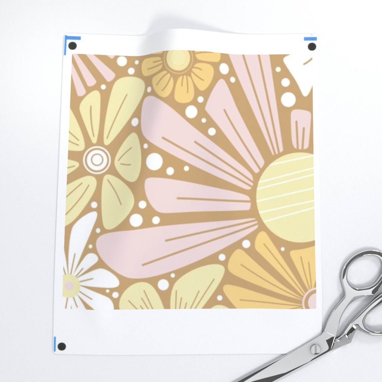 Retro Hippy Floral Yellow Flowers Flower Power Bohemian Sunshine Large Scale Custom Printed Fabric by Spoonflower Various Fabrics by the Yard or Fat Quarter